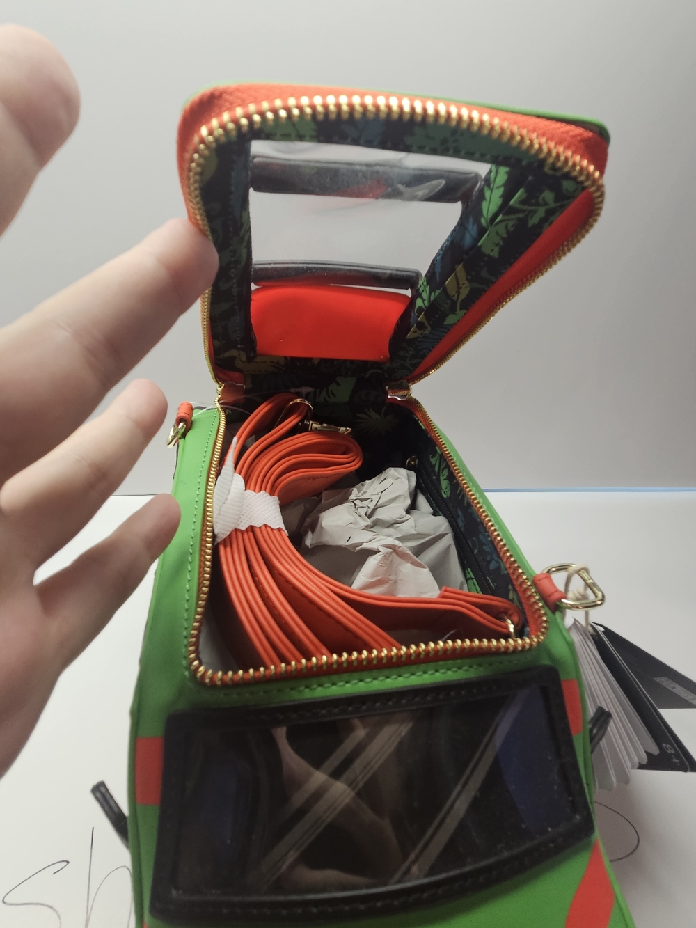 Loungefly Jurassic Park Green Red Van Crossbody Bag - Picture 9 of 10